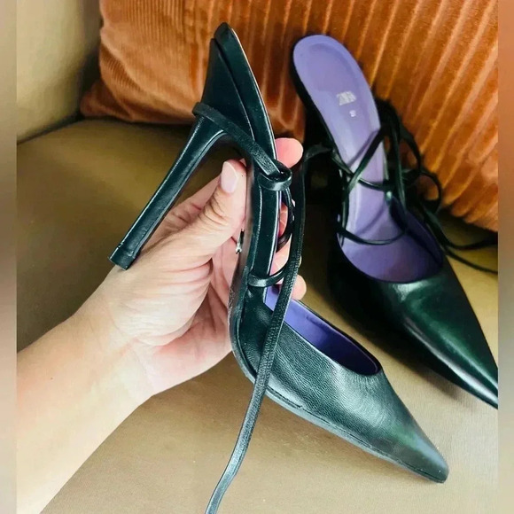 LACE UP HEELED LEATHER SHOES SIZE 6.5 LIKE NEW SMOOTH LEADER SHOES - Picture 10 of 13